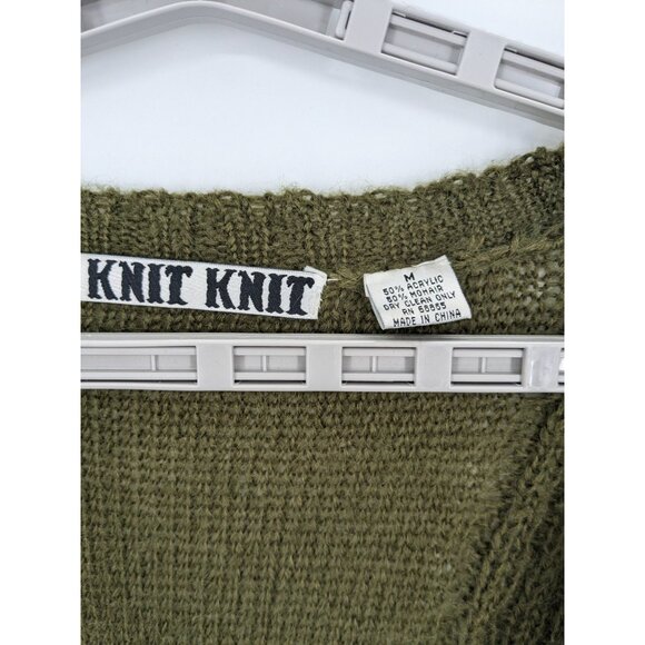 Vintage Chunky Cable Knit Cardigan Button Up Mohair Blend Textured Cottage Cozy - Picture 3 of 9